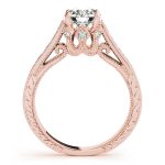 Prong Set Engagement Ring, Side Stone Style, Round Shape, in Rose Gold - 84419