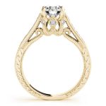 Prong Set Engagement Ring, Side Stone Style, Round Shape, in Yellow Gold - 84419