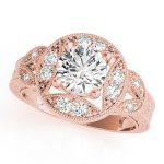 Antique Engagement Ring, Vintage Style, Round Shape, in Rose Gold - 84427