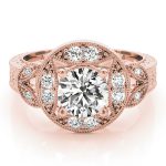 Antique Engagement Ring, Vintage Style, Round Shape, in Rose Gold - 84427