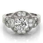 Antique Engagement Ring, Vintage Style, Round Shape, in Sterling Silver - 84427