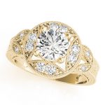 Antique Engagement Ring, Vintage Style, Round Shape, in Yellow Gold - 84427