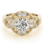 Antique Engagement Ring, Vintage Style, Round Shape, in Yellow Gold - 84427