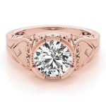 Antique Engagement Ring, Vintage Style, Round Shape, in Rose Gold - 84437