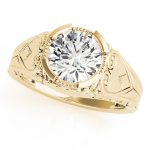 Antique Engagement Ring, Vintage Style, Round Shape, in Yellow Gold - 84437