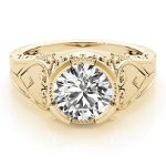 Antique Engagement Ring, Vintage Style, Round Shape, in Yellow Gold - 84437