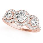 Three Stone Engagement Ring, Round Shape, in Rose Gold - 84449