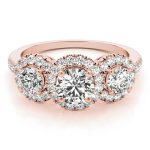 Three Stone Engagement Ring, Round Shape, in Rose Gold - 84449