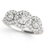 Three Stone Engagement Ring, Round Shape, in Platinum - 84449