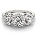 Three Stone Engagement Ring, Round Shape, in Platinum - 84449