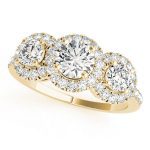 Three Stone Engagement Ring, Round Shape, in Yellow Gold - 84449