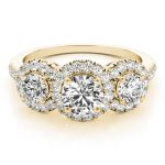 Three Stone Engagement Ring, Round Shape, in Yellow Gold - 84449