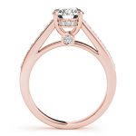 Prong Set Engagement Ring, Side Stone Style, Round Shape, in Rose Gold - 84455