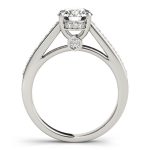 Prong Set Engagement Ring, Side Stone Style, Round Shape, in Platinum - 84455