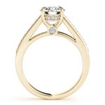 Prong Set Engagement Ring, Side Stone Style, Round Shape, in Yellow Gold - 84455