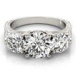 Three Stone Engagement Ring, Round Shape, in Platinum - 84462