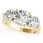 Three Stone Engagement Ring, Round Shape, in Yellow Gold - 84462