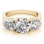 Three Stone Engagement Ring, Round Shape, in Yellow Gold - 84462