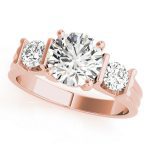 Three Stone Engagement Ring, Round Shape, in Rose Gold - 84464