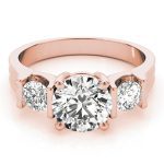 Three Stone Engagement Ring, Round Shape, in Rose Gold - 84464