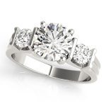 Three Stone Engagement Ring, Round Shape, in White Gold - 84464