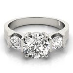 Three Stone Engagement Ring, Round Shape, in White Gold - 84464