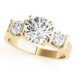 Three Stone Engagement Ring, Round Shape, in Yellow Gold - 84464