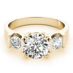 Three Stone Engagement Ring, Round Shape, in Yellow Gold - 84464