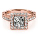 Halo Engagement Ring, Square Shape, in Rose Gold - 84510