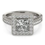 Halo Engagement Ring, Square Shape, in Sterling Silver - 84510