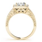 Halo Engagement Ring, Square Shape, in Yellow Gold - 84510