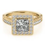 Halo Engagement Ring, Square Shape, in Yellow Gold - 84510