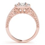 Halo Engagement Ring, Emerald Shape, in Rose Gold - 84511