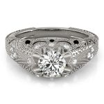 Antique Engagement Ring, Vintage Style, Round Shape, in Sterling Silver - 84514