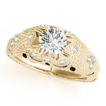 Antique Engagement Ring, Vintage Style, Round Shape, in Yellow Gold - 84514