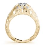 Antique Engagement Ring, Vintage Style, Round Shape, in Yellow Gold - 84514