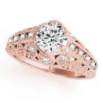 Antique Engagement Ring, Vintage Style, Round Shape, in Rose Gold - 84515