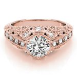 Antique Engagement Ring, Vintage Style, Round Shape, in Rose Gold - 84515