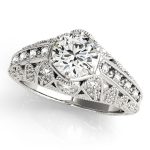 Antique Engagement Ring, Vintage Style, Round Shape, in Sterling Silver - 84515