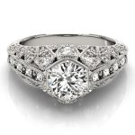 Antique Engagement Ring, Vintage Style, Round Shape, in Sterling Silver - 84515