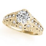 Antique Engagement Ring, Vintage Style, Round Shape, in Yellow Gold - 84515