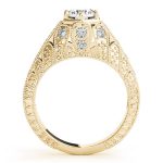 Antique Engagement Ring, Vintage Style, Round Shape, in Yellow Gold - 84515