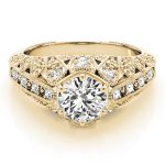 Antique Engagement Ring, Vintage Style, Round Shape, in Yellow Gold - 84515