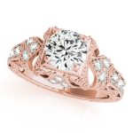 Antique Engagement Ring, Vintage Style, Round Shape, in Rose Gold - 84516