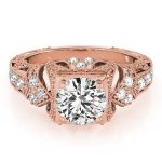 Antique Engagement Ring, Vintage Style, Round Shape, in Rose Gold - 84516