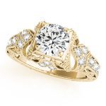 Antique Engagement Ring, Vintage Style, Round Shape, in Yellow Gold - 84516