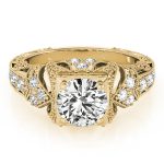 Antique Engagement Ring, Vintage Style, Round Shape, in Yellow Gold - 84516