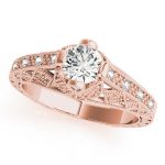 Antique Engagement Ring, Vintage Style, Round Shape, in Rose Gold - 84518