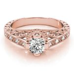 Antique Engagement Ring, Vintage Style, Round Shape, in Rose Gold - 84518