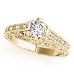 Antique Engagement Ring, Vintage Style, Round Shape, in Yellow Gold - 84518